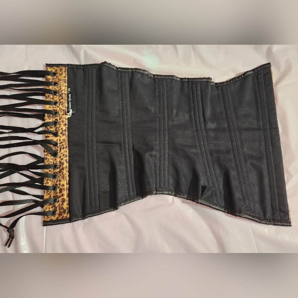 Timeless Trends Steel Boned Velvet Leopard 34 Inch Corset Slim Silouette - Picture 6 of 10
